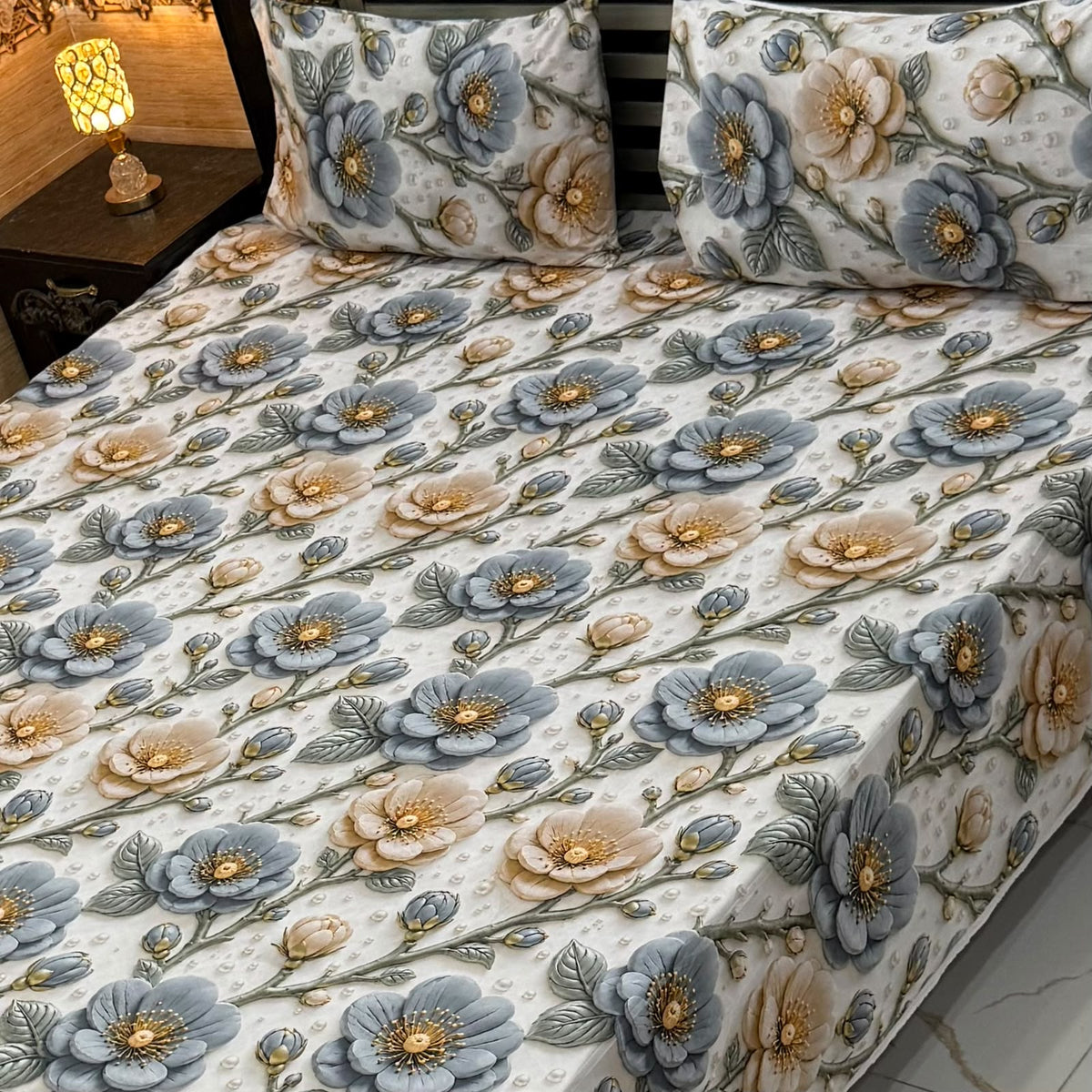Real Imported 9D-Micro Cotton Double Bedsheet Set – With 2 Pillow Covers