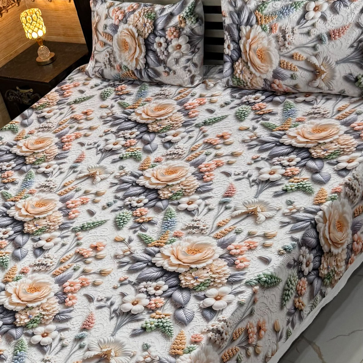 Real Imported 9D-Micro Cotton Double Bedsheet Set – With 2 Pillow Covers