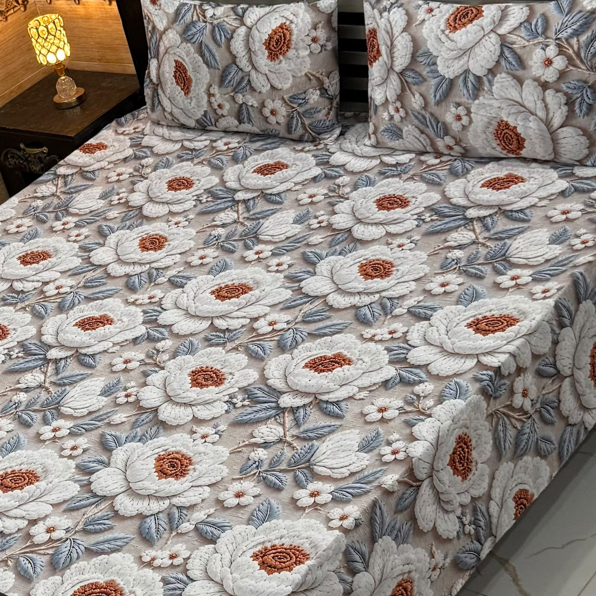 Real Imported 9D-Micro Cotton Double Bedsheet Set – With 2 Pillow Covers