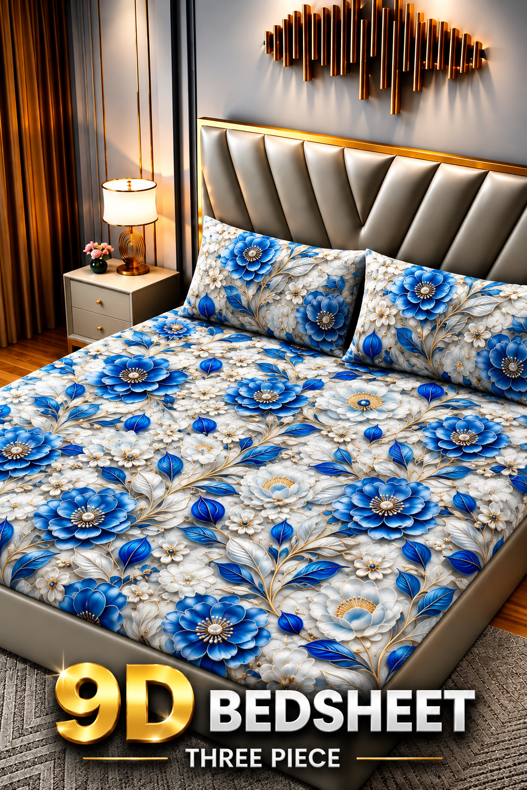Real Imported 9D-Micro Cotton Double Bedsheet Set – With 2 Pillow Covers