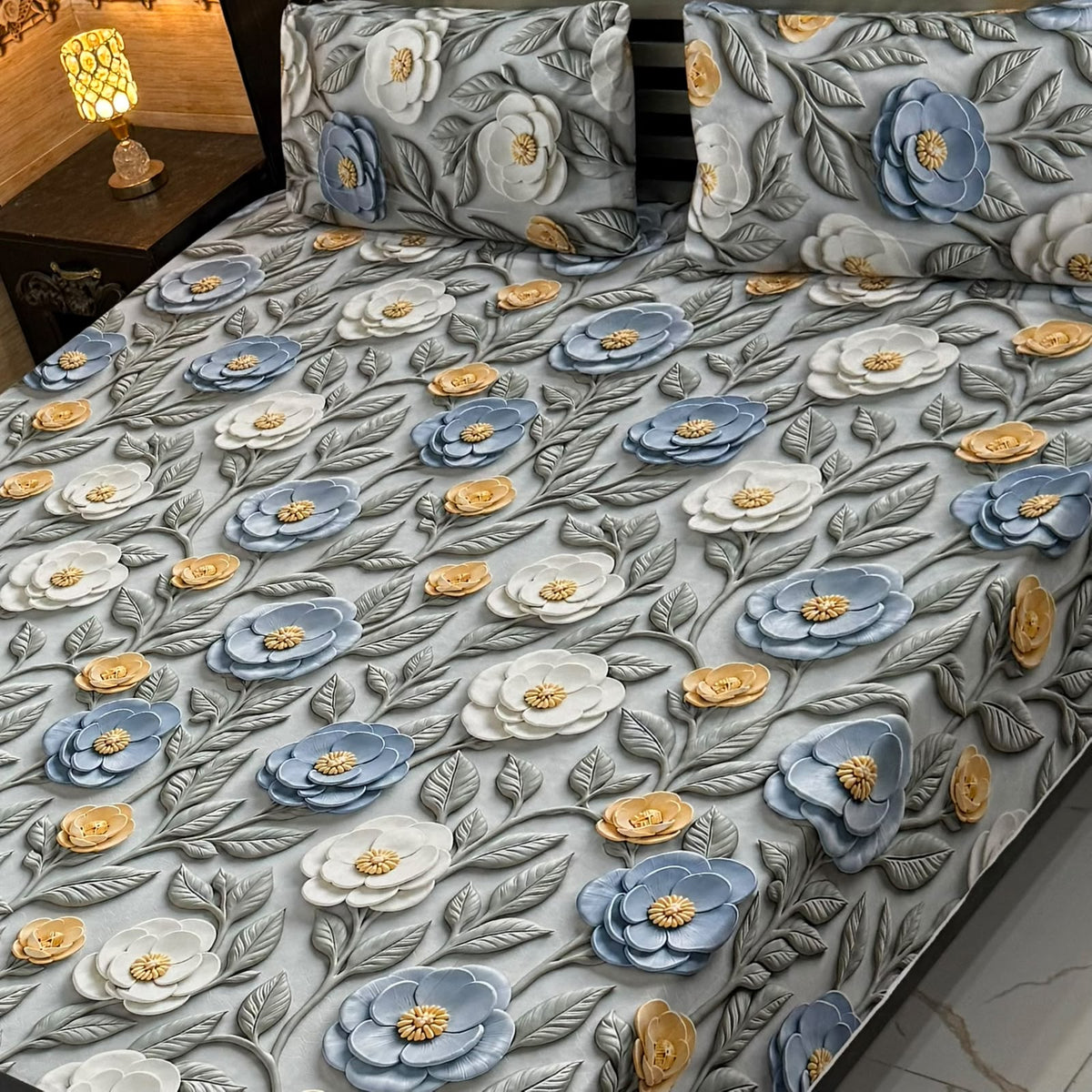 Real Imported 9D-Micro Cotton Double Bedsheet Set – With 2 Pillow Covers