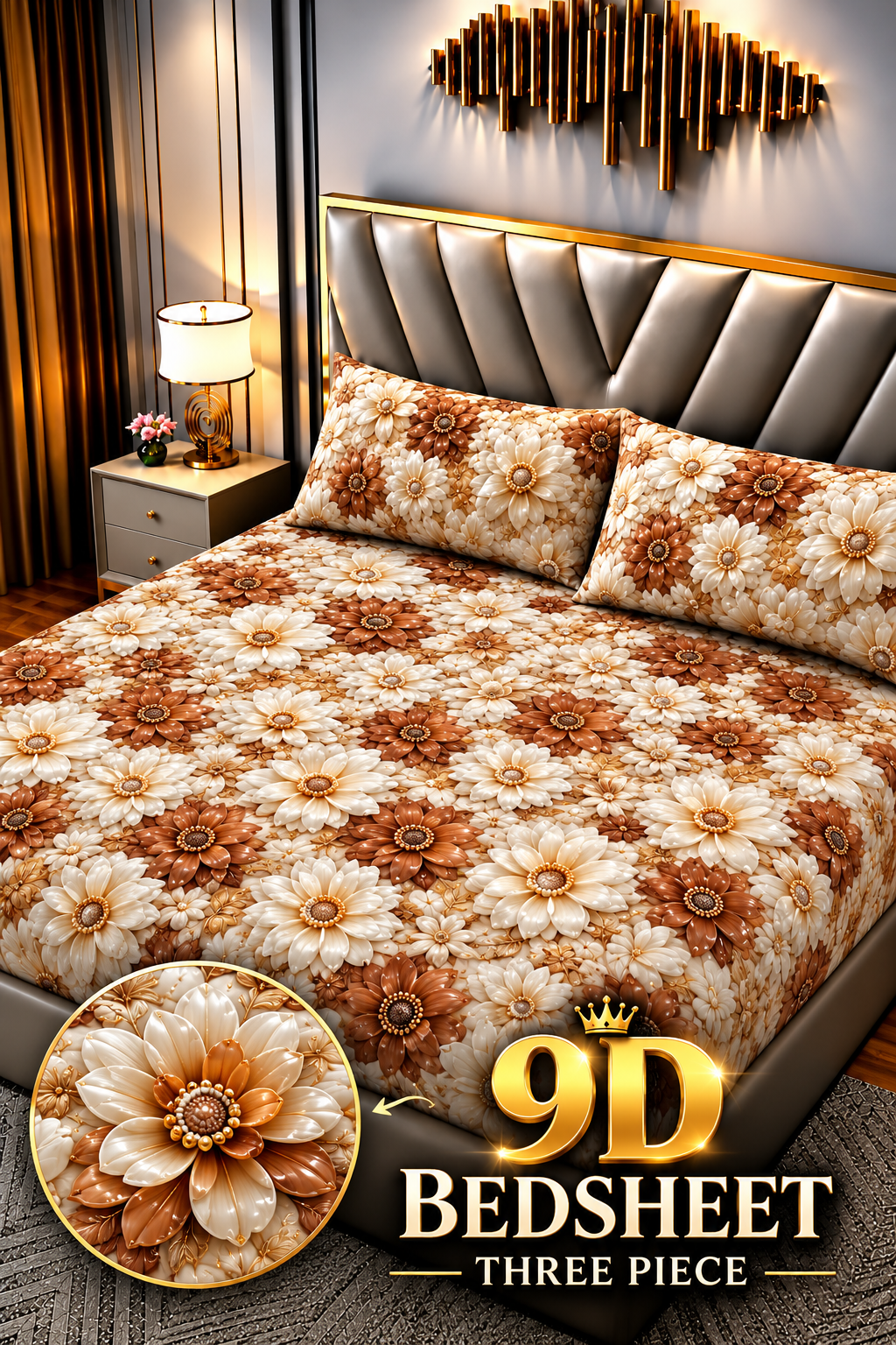 Real Imported 9D-Micro Cotton Double Bedsheet Set – With 2 Pillow Covers