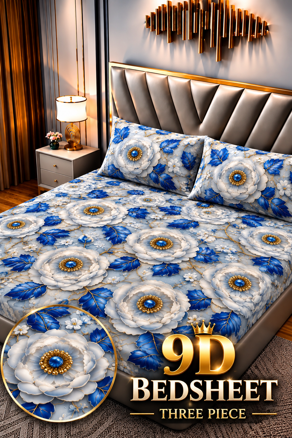 Real Imported 9D-Micro Cotton Double Bedsheet Set – With 2 Pillow Covers